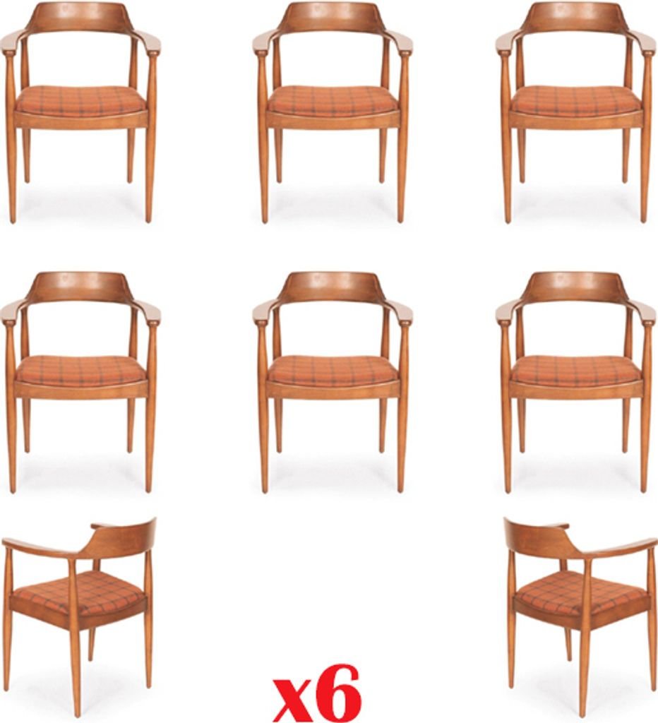 Set 6x Stuh Luxus Design Polster Massiv Holz Stühle Sitz Büro Office Esszimmer