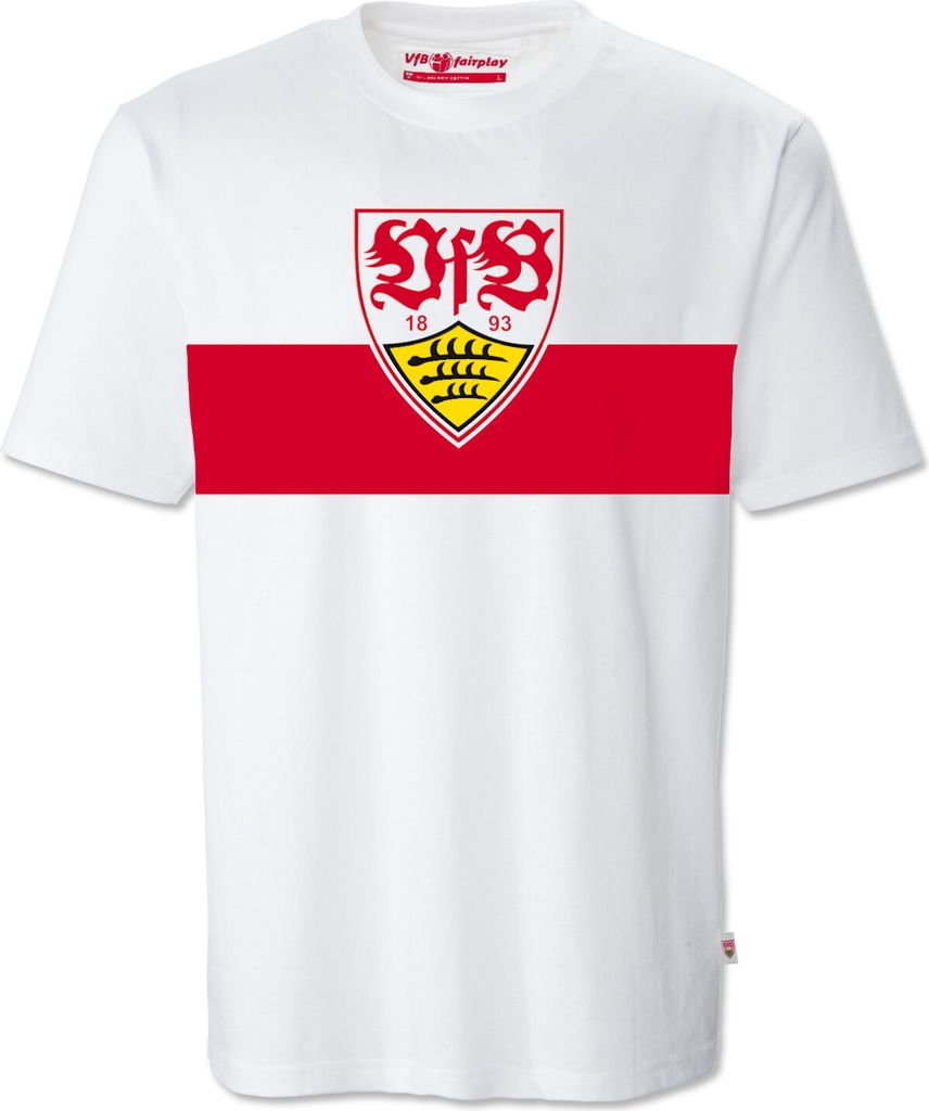VfB Stuttgart T-Shirt Wappen Brustring weiß Gr. XXL Produktbild 