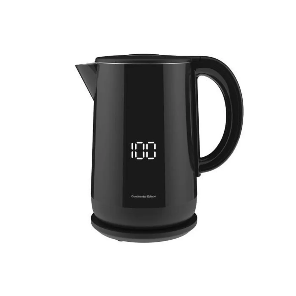 Bollitore elettrico CONTINENTAL EDISON CEBL15LB, 1,5L, 2200W, Display digitale, Acciaio inossidabile, Nero