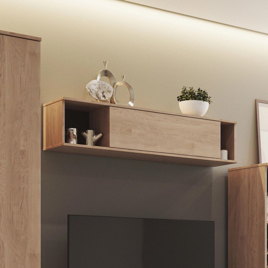 Wandschrank Dallas 135cm, Horizontaler Hängeschrank, Produktbild 