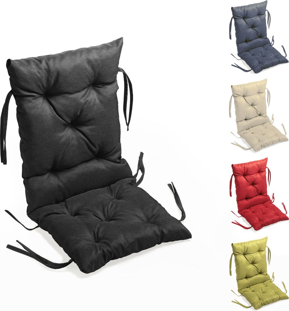 sunnypillow Bankauflage Stuhlkissen Bankkissen 40 x 40 x 40 cm Sitzkissen und Rückenkissen für Hollywoodschaukel Polsterauflage Auflage - Schwarz