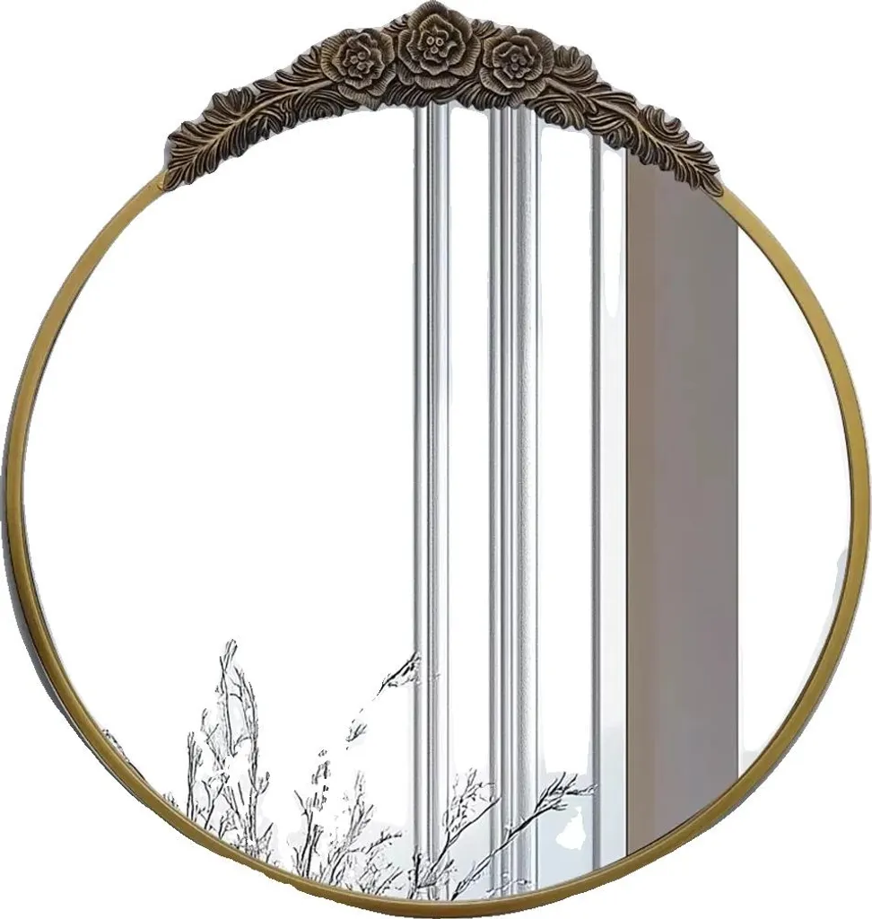 Miroir vintage en métal doré cadre élégant format carré 60 cm