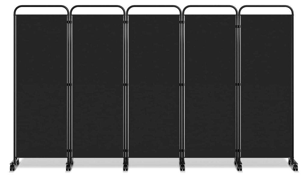5-teiliger Paravent auf Rollen, klappbar, freistehende Trennwand, Umkleide Sichtschutz, Raumtrenner, Stellwand für Garten, Büro, Terrasse, 284x18...