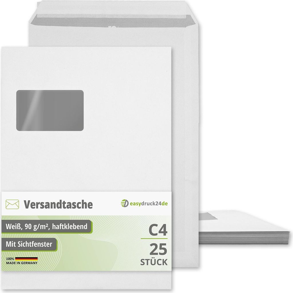 easydruck24de Umschläge mit Fenster C4 - 25 Stück I az257