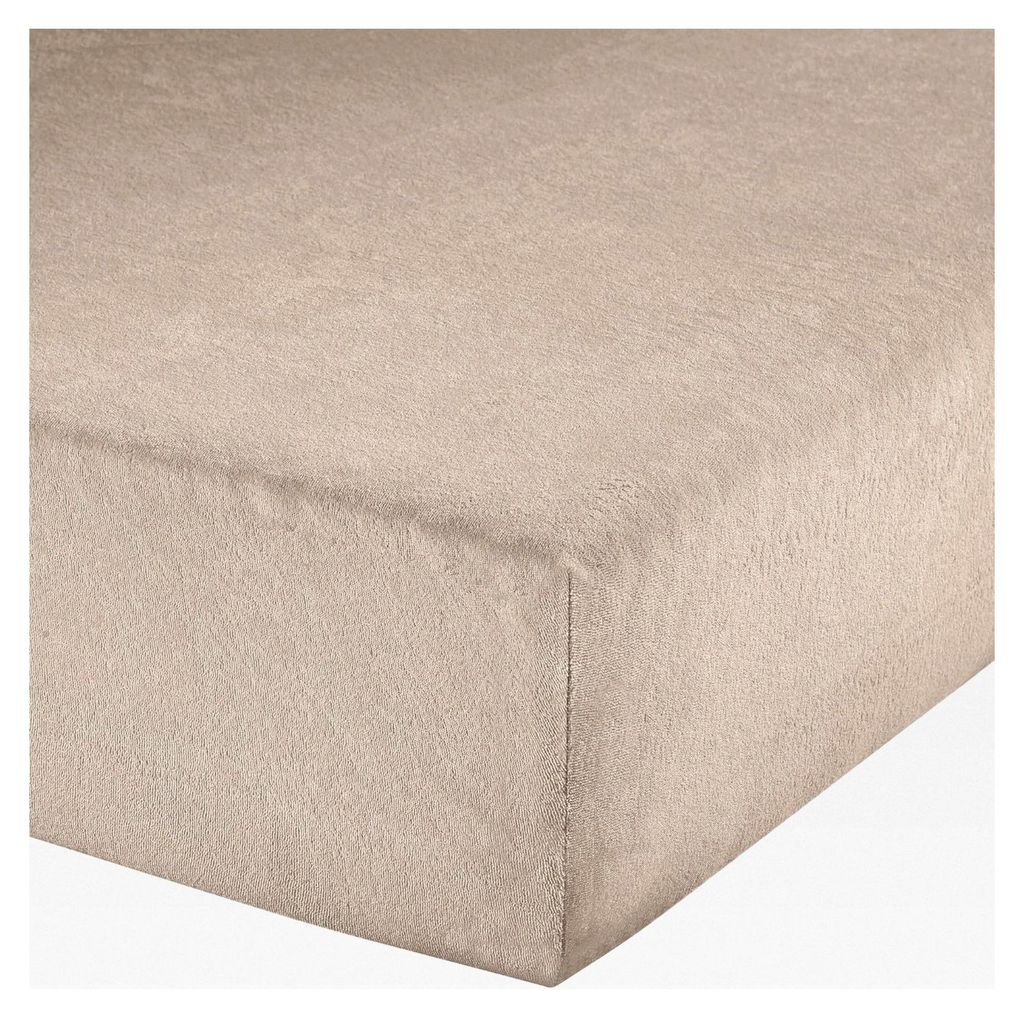 Spannbettlaken Erding Frottee-Stretch beige Größe 90x190 cm - 100x200 cm - hautsympathisch, weich, bügelfrei, Rundumgummi
