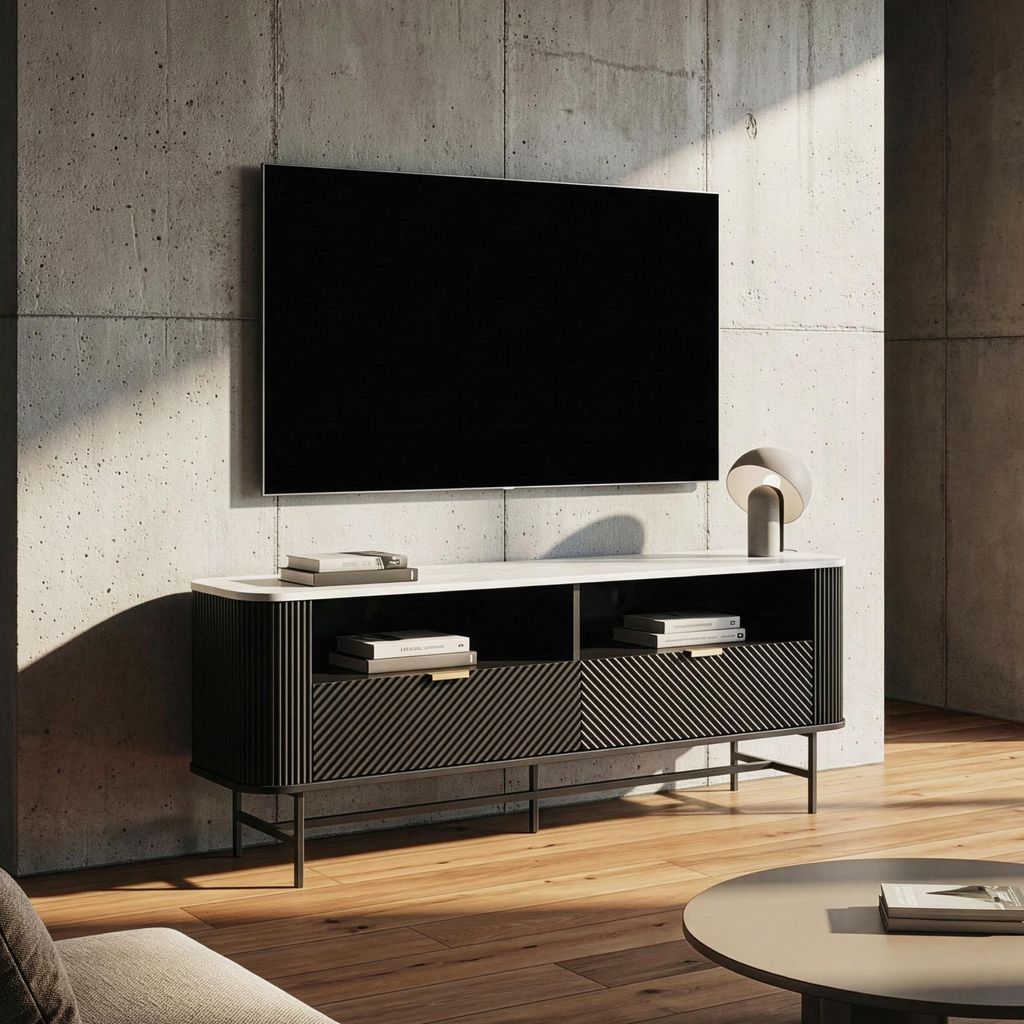 TV-Lowboard 'Olvehok' 140 x 40 x 55 cm mit 2 offenen Produktbild 