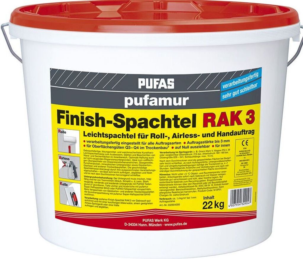 Leichtspachtel Pufas Spachtel pufamur Finish Spachtel RAK 3 Produktbild 