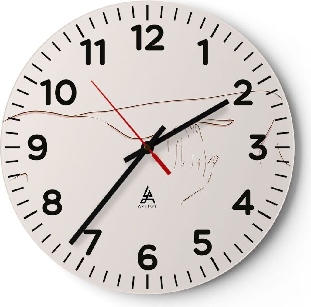 Wanduhr - Rund - Glasuhr - Skizze Nacktheit Frau - 30x30cm - Schleichendes Uhrwerk - Lautlos - zum Aufhängen bereit - Dekoration Modern - Wanddeko...