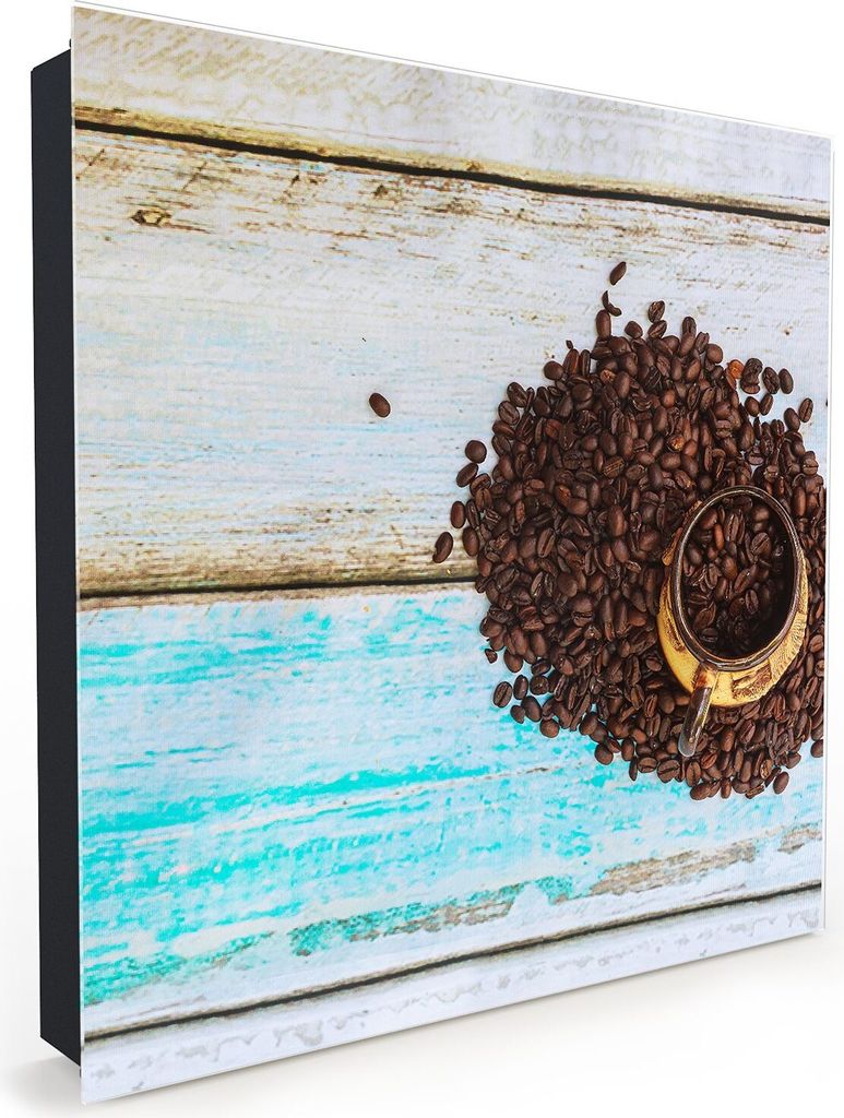 Nachbildung-Schlüsselkasten, Magnetpinnwand und Memoboard mit Glasfront Motiv Geröstete Kaffeebohnen