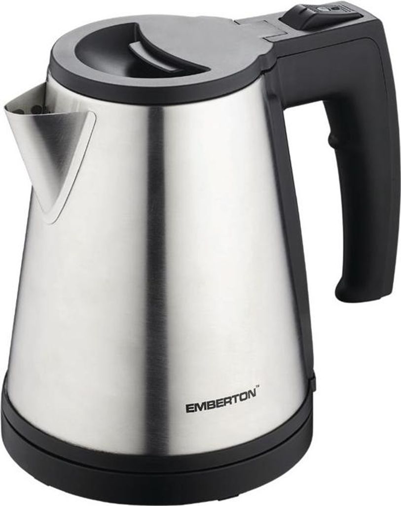 EMBERTON CL111 Schnurloser Wasserkocher, Edelstahlgehäuse, 0,5 l FÃ1/4llmenge, 1000 Watt, 360° Sockel, Trockengehschutz, Abschaltautomatik
