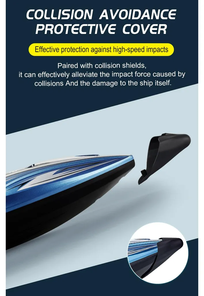Bateau télécommandé rapide à LED avec alarme de batterie