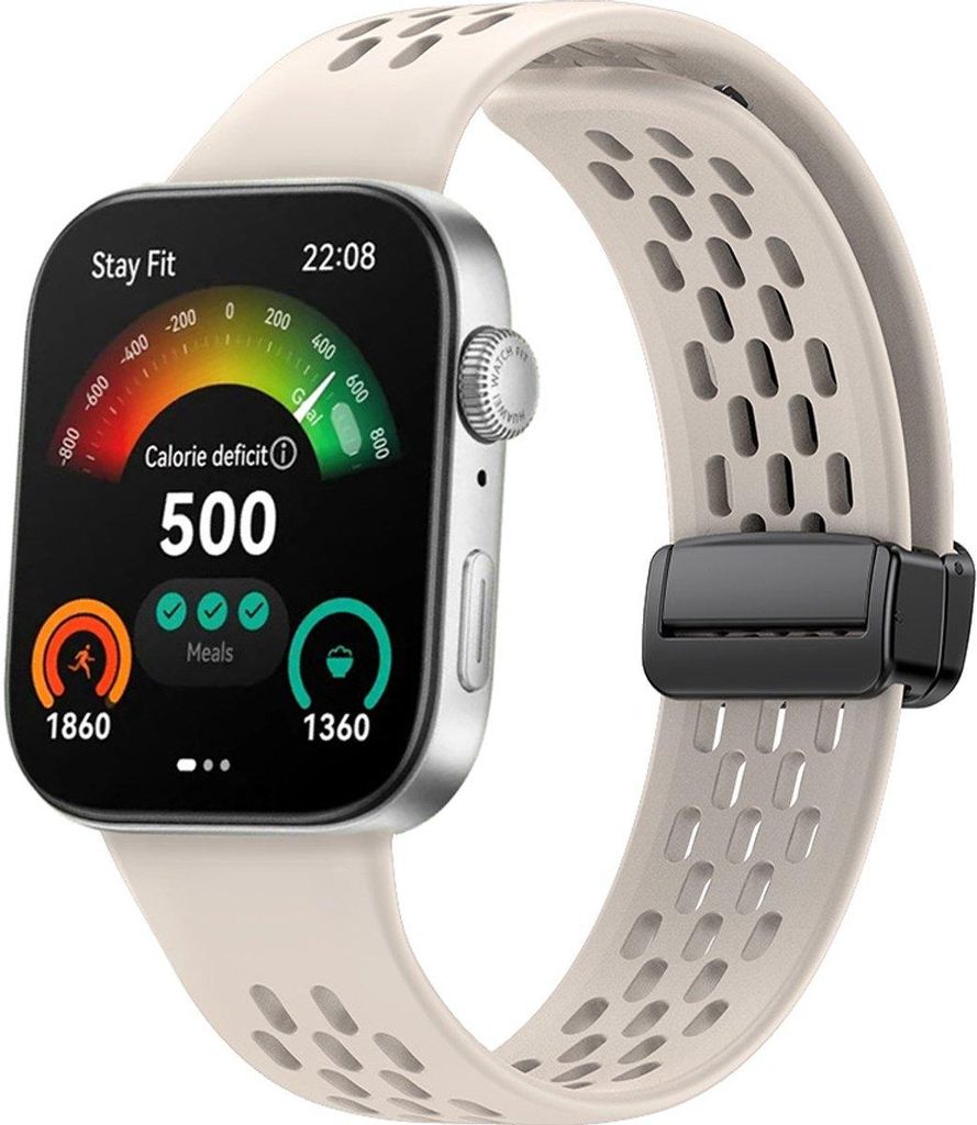 FFO2World Sport-Silikonarmband mit Magnetverschluss für Huawei Watch Fit 4 Pro / Fit 4 / Fit 3 – Atmungsaktiv, bequem, Starlight