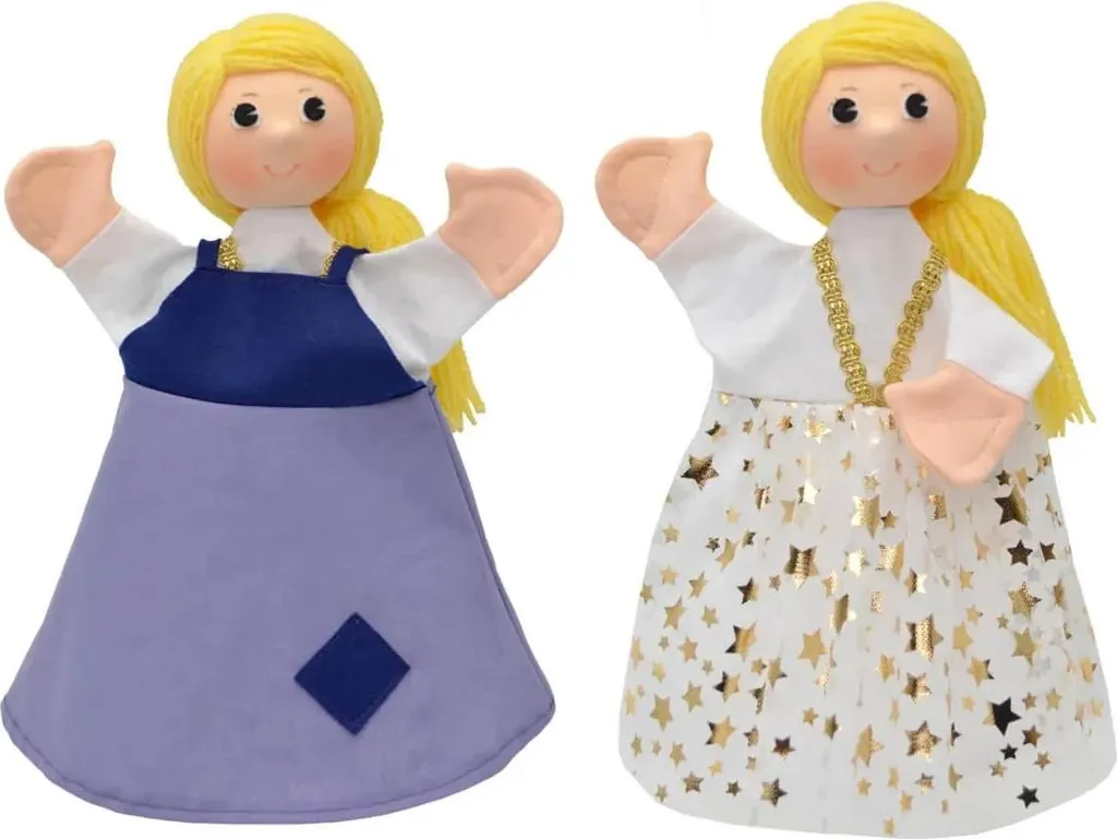 Marionnette à main Cendrillon 30 cm 2 en 1 pour contes et spectacles