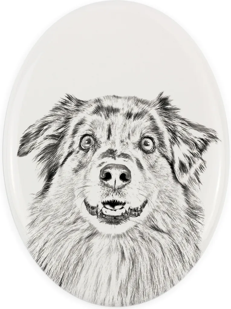Lapide Pastore Australiano Personalizzata Art-Dog | Targa Ovale da Esterno