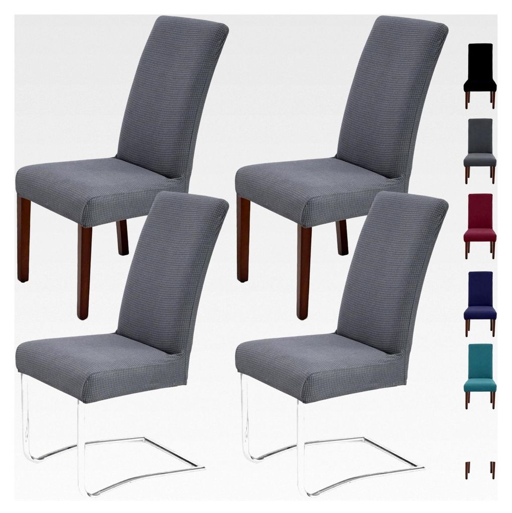Stuhlhussen 4er Set für Schwingstühle, abnehmbar und waschbar, Stretch-Stuhlüberzüge für Esszimmer, Küche, Hotel, Bankett und Hochzeit (Grau)
