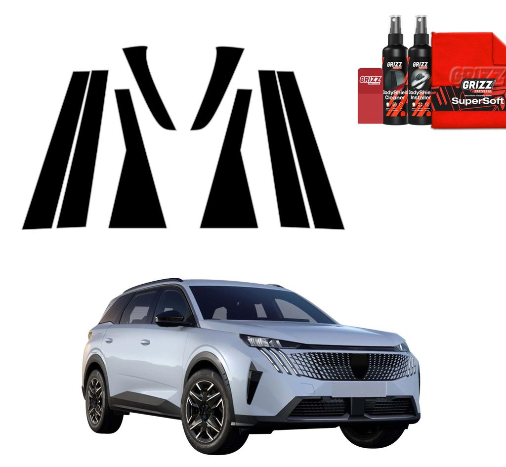 8in1 Schwarze Grizz Protector schutzfolie für B-C-Säule - Peugeot 5008 (2025-2026)