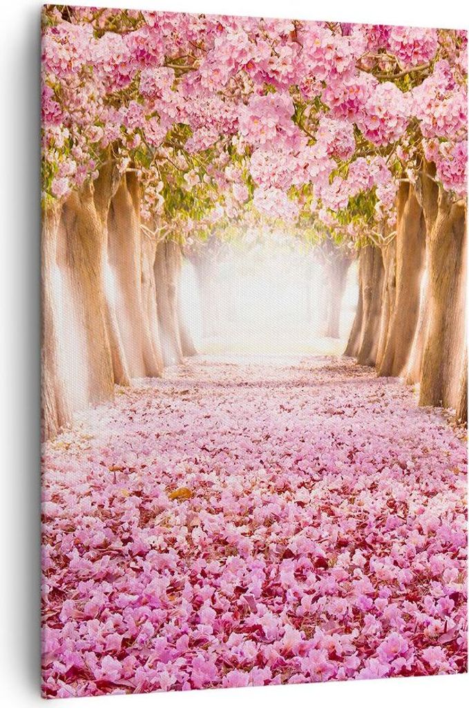 Bild auf Leinwand - Leinwandbild - Einteilig - Baum Blumen Kirsche Natur - 70x100cm - Wand Bild - Wanddeko - Wandbilder - Leinwanddruck - Wanddekor...