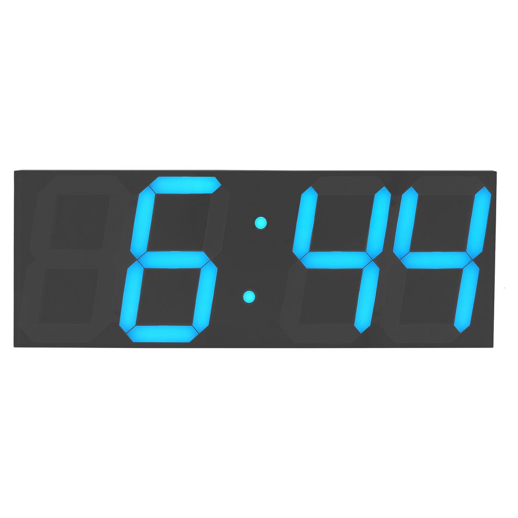 Wanduhren 45*16*2.5cm Schwarz LED-Digitaluhr mit Fernbedienung (Ziffernfarbe: Blau)