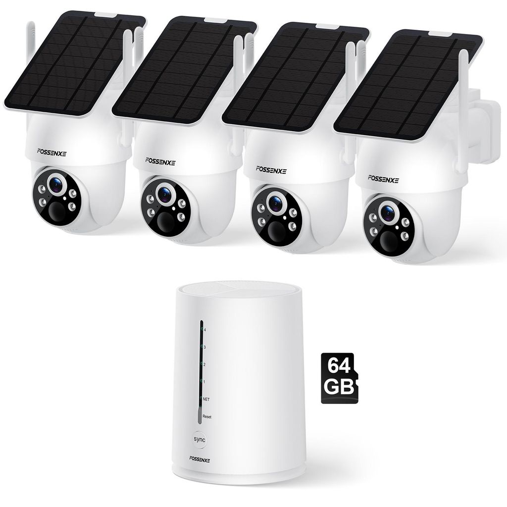 4-delige set FOSSENXE 4MP zonnepanelen-wifi Productafbeelding 