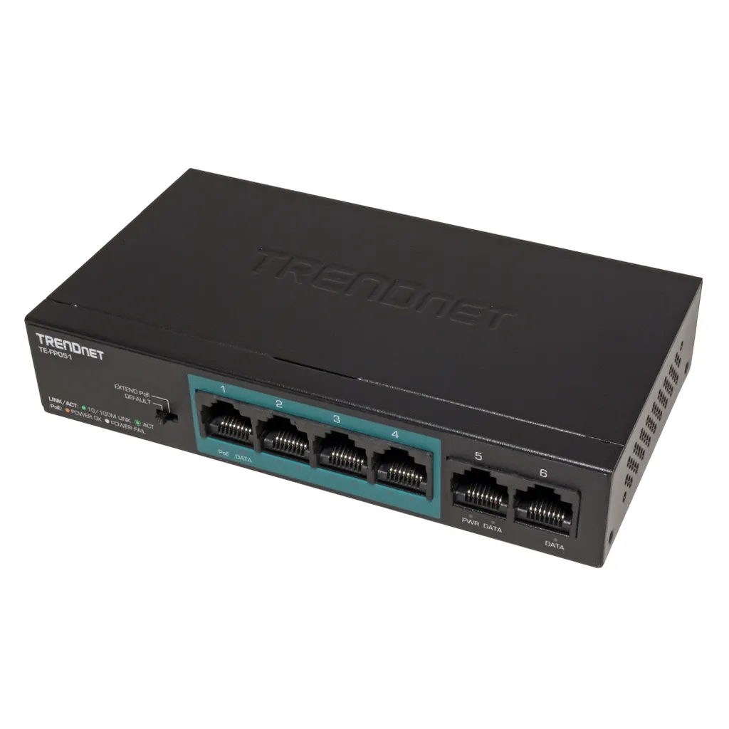 Switch PoE+ TRENDnet TE-FP051 5 Porte - Estensione 250m per IP Camera - 4