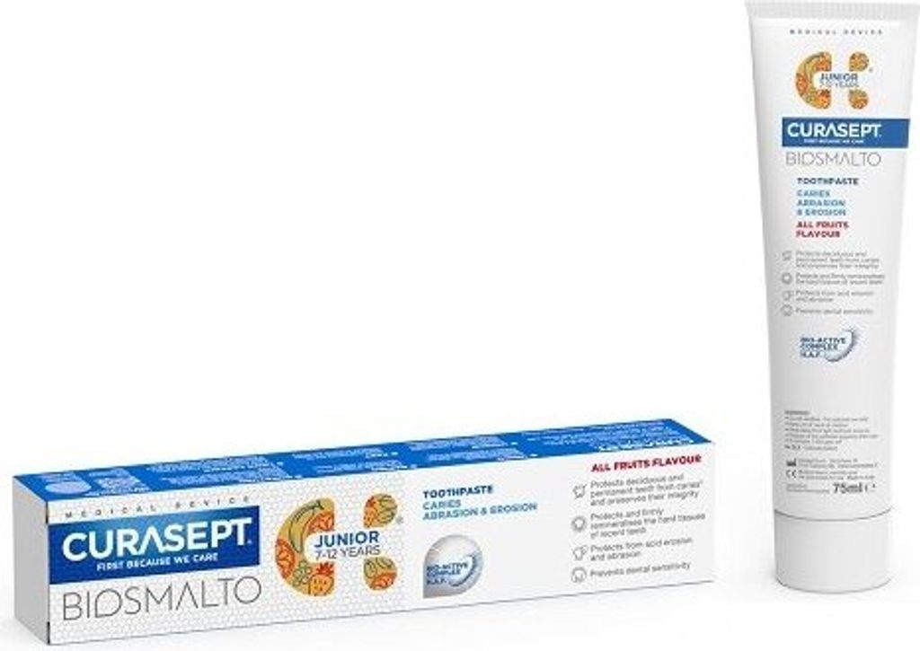 Curasept BIOSMALTO Junior Kinderzahnpasta Fruchtgeschmack 7-12 Jahre, 75 ml