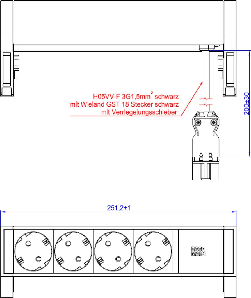 Aménagez votre poste de travail avec la multiprise BACHMANN DESK2 4x