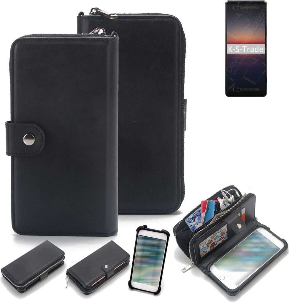 K-S-Trade 2in1 Handyhülle Schutzhülle kompatibel mit Sony Xperia 1 II & Portemonnee Cover Handy Hülle Case Etui Geldbörse Wallet Bookstyle Hülle