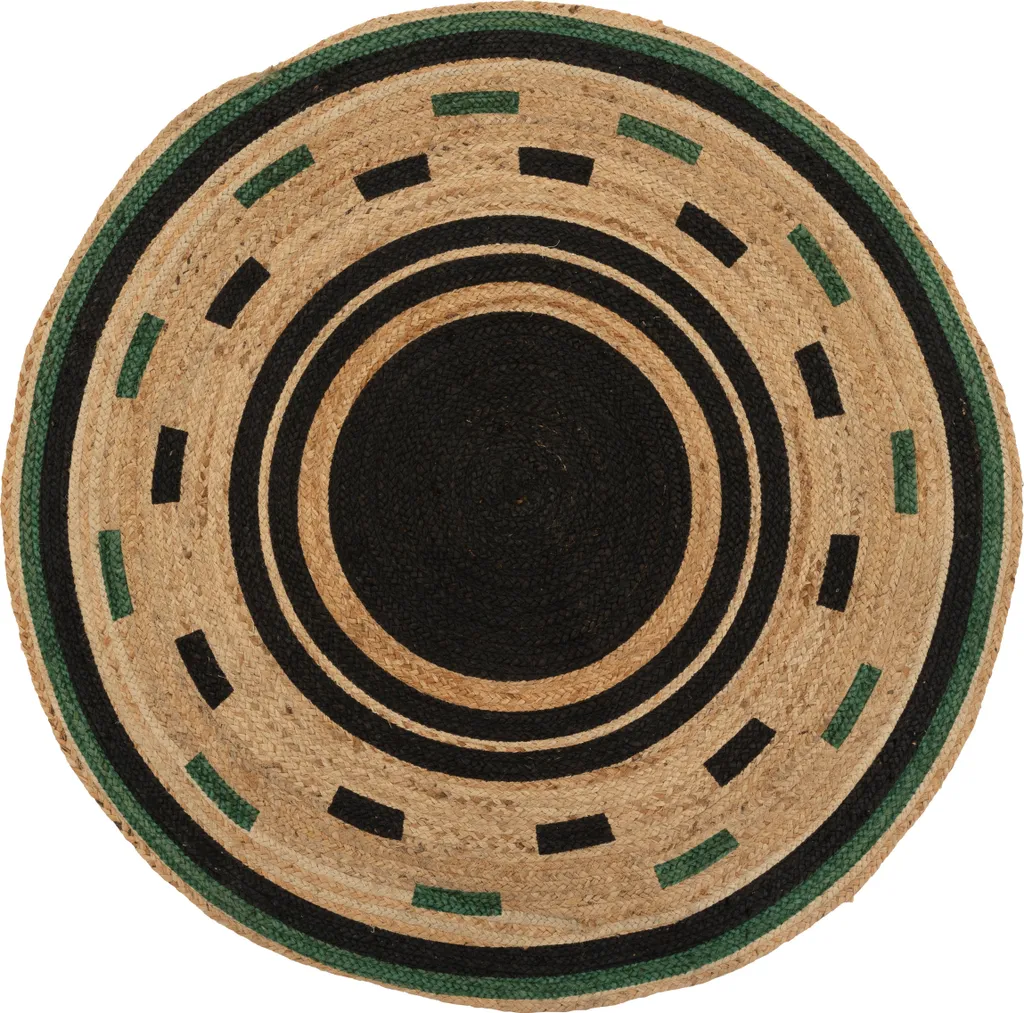 Tapis Jute Noir 120cm Malakite - Solution Sol Durable et Anti-Taches