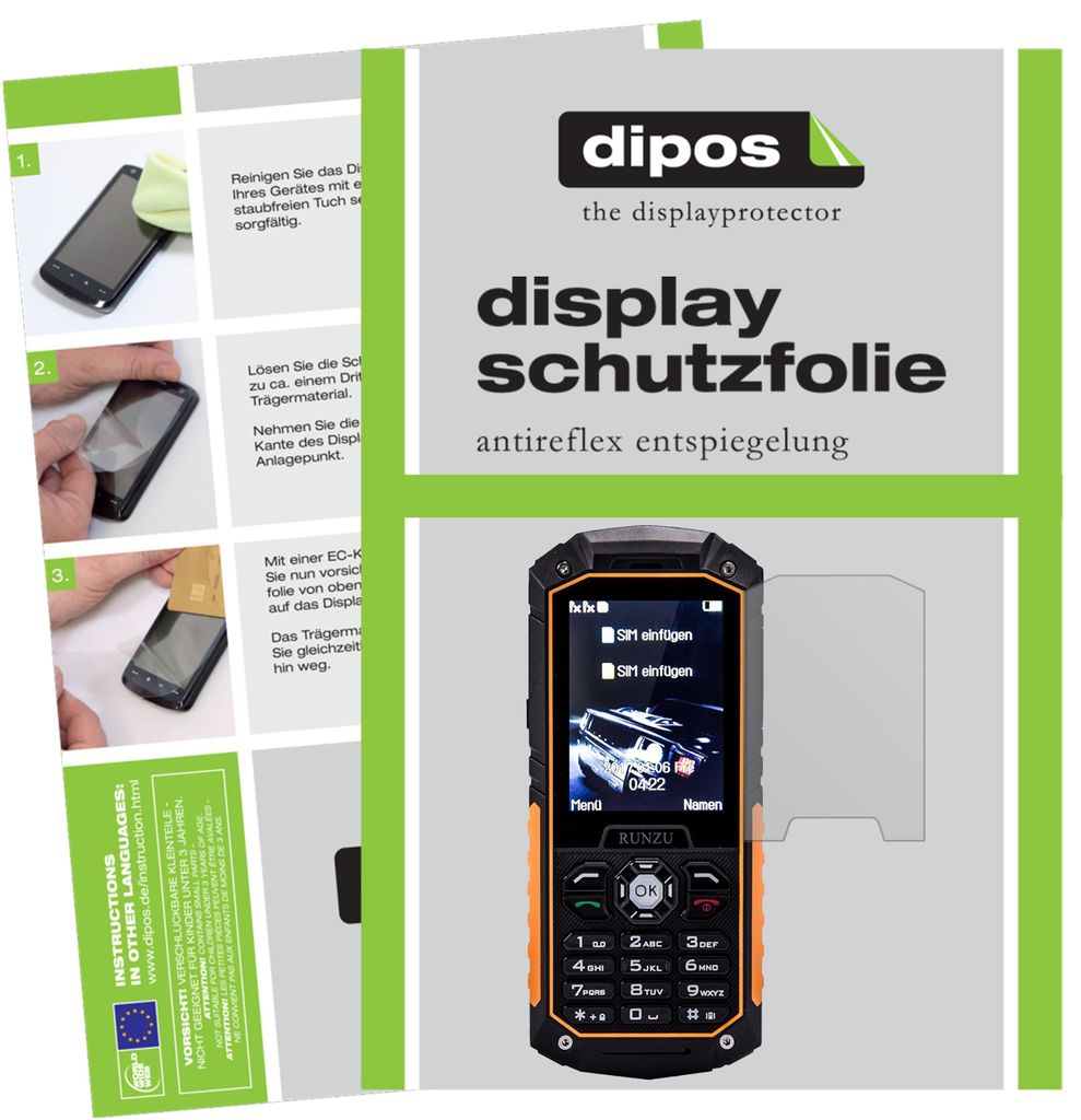 6x Schutzfolie für Runzu M8 matt Displayschutzfolie Folie Display Schutz dipos