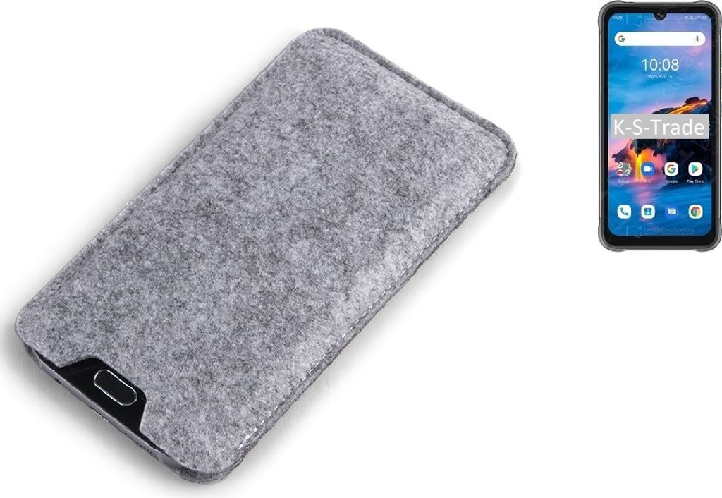 K-S-Trade Filz Handyhülle kompatibel mit UMIDIGI Bison Pro Schutzhülle Filztasche Filz Tasche Case Sleeve Handy Hülle Filzhülle grau