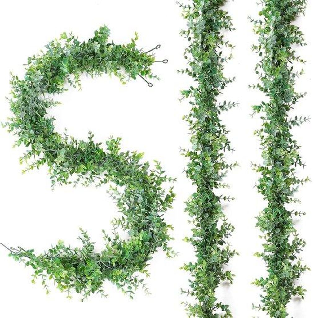 Künstliche Eukalyptus-Schaukelpflanzen 3er-Set 1,8 m Türkis Grün Bürofach- und Wohnzimmer Accessoire