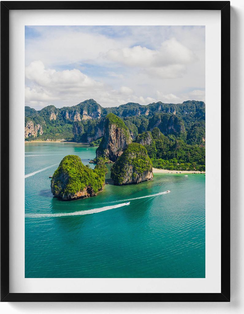 Insel in Thailand– Wandbild mit Rahmen – Gerahmtes Bild – Wanddekoration – 60x80 cm – Schwarz Rahmen