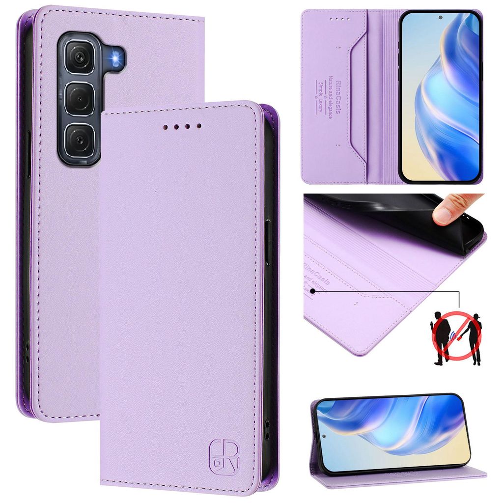 Lederhülle für Infinix Hot 60 Pro Hülle Flip Brieftasche Kartenfächern Ständer Schutzhülle Violett