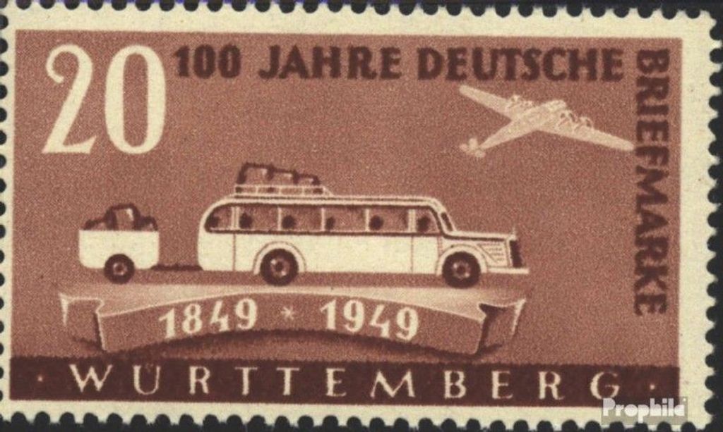 Briefmarken Franz. Zone-Württemberg 1949 Mi 50 gestempelt 100 J.Briefmarken