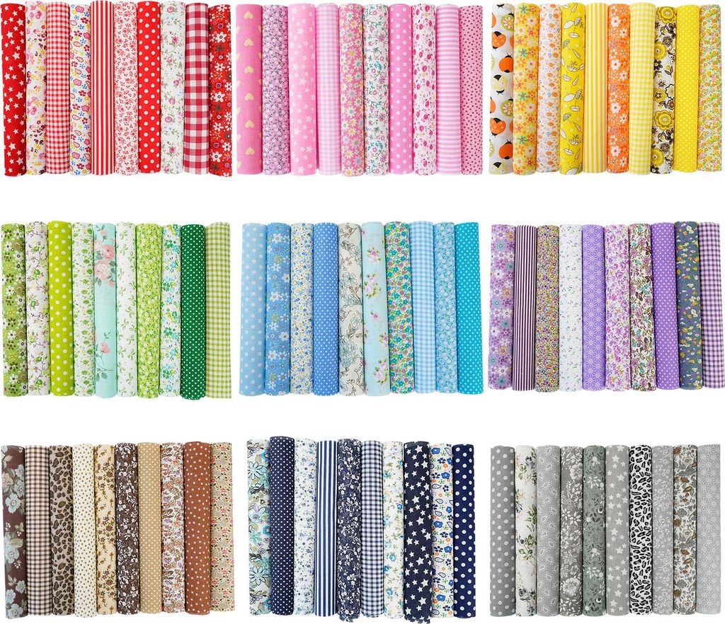 100 kusů bavlněné látky s potiskem 10x10cm, DIY šicí látka Obrázek produktu 