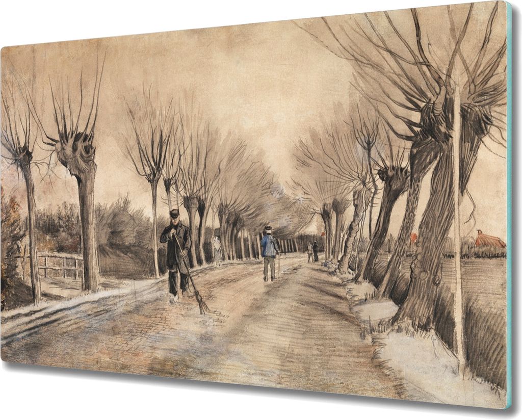 Coloray Kochplattenabdeckung Herdabdeckplatte 80x52 cm Hackbrett Schneidebrett Küchenbrett - Straße in Etten Van Gogh