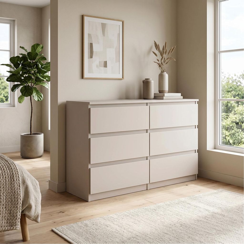 Masseno Kommode NUDO 120 cm Sideboard mit 6 Schubladen und  Produktbild 