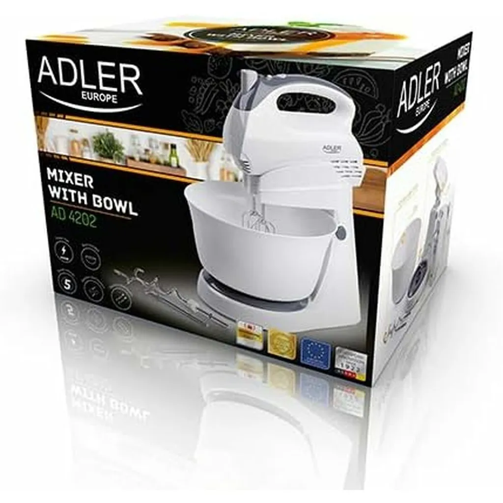Batteur Adler AD 4202 à 5 Vitesses 300W - Bol Motorisé et Fonction Turbo
