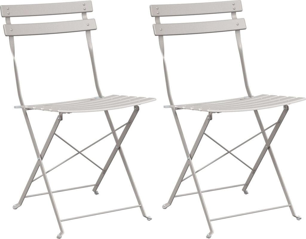 Möbel Faltbare Gartenstühle 2er Set Beige Stahl - Gartenstühle 42002959