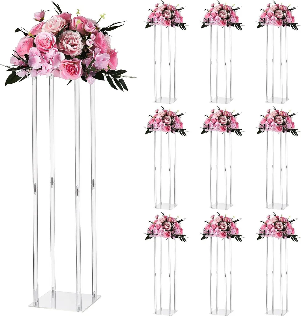Présentoir à fleurs pour décoration de mariage - Set 10 colonnes 80 cm