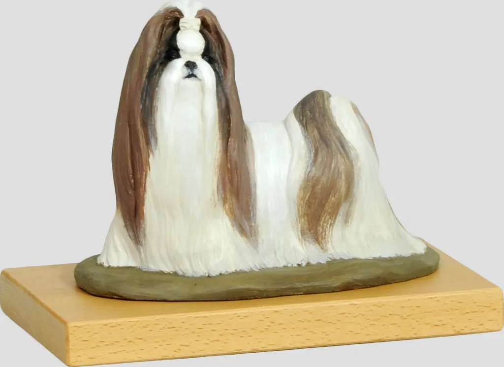 Sculpture Lhasa Apso Art-Dog - figurine peinte, chien lion unique