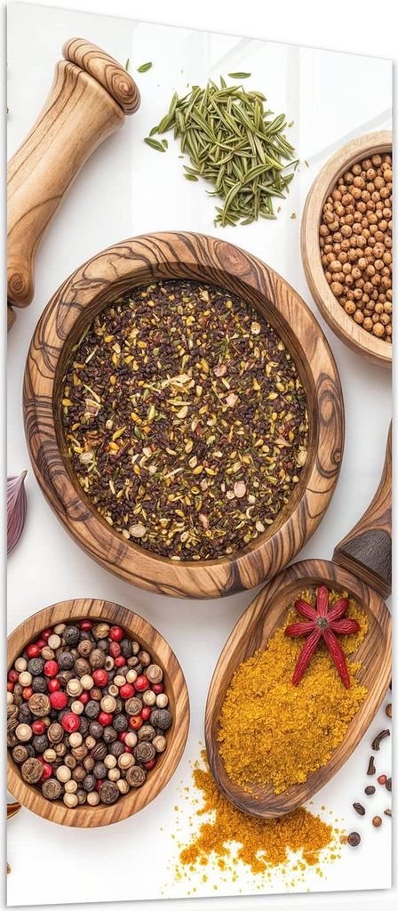 Glasbild 50x100cm in XXL für Wohnzimmer, Schlafzimmer Motiv Gewürzsammlung Zubehör