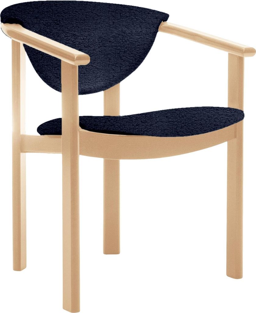 Polsterstuhl mit Armlehnen Kate F1 moderne gepolsterte Stuhl stilvoll Sessel für Esszimmer in Boucle, Farbe: dunkelblau - catch me 18, Beinefarbe:...