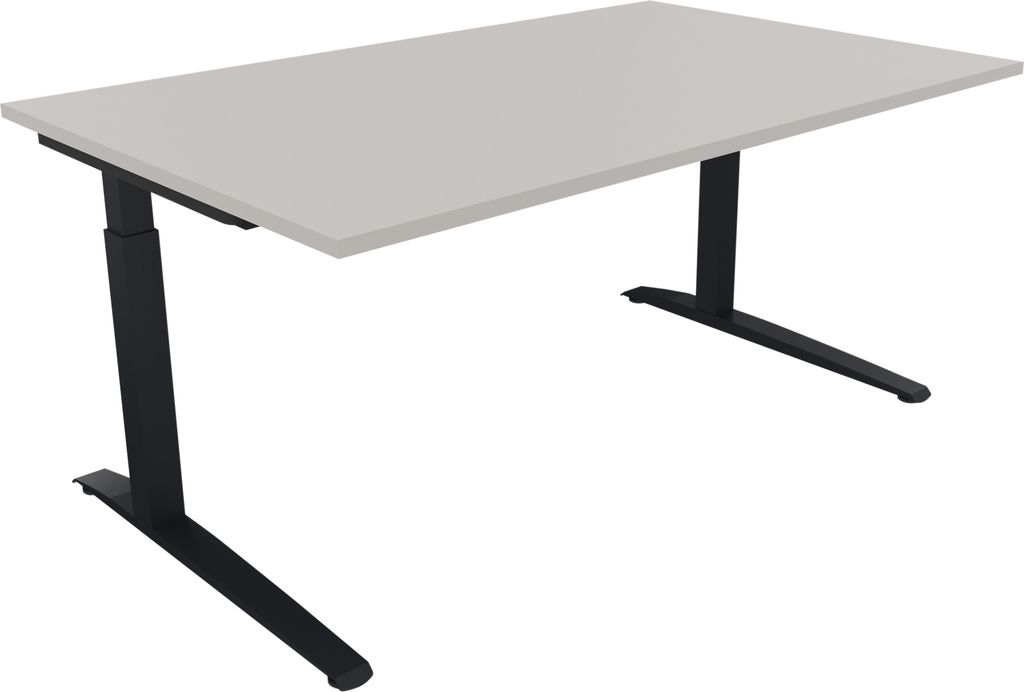Schreibtisch Kufe Einzels. Quadrat B1600xT1000xH650-850 an/Lichtgrau