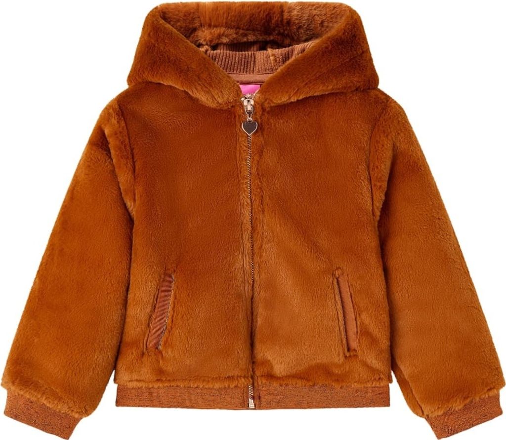 Ankonbej Kinder-Kapuzenjacke Kunstpelz Cognac 140 Produktbild 1