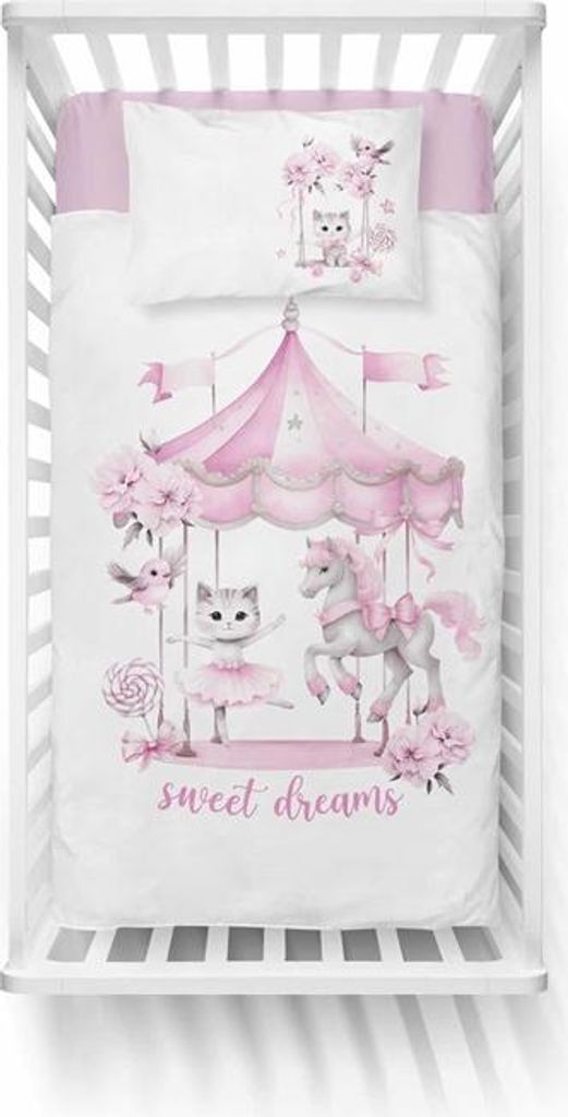 Bettwäsche, Kinderbettwäsche, Baumwolle 100x135 5510b Ballerina-Kätzchen