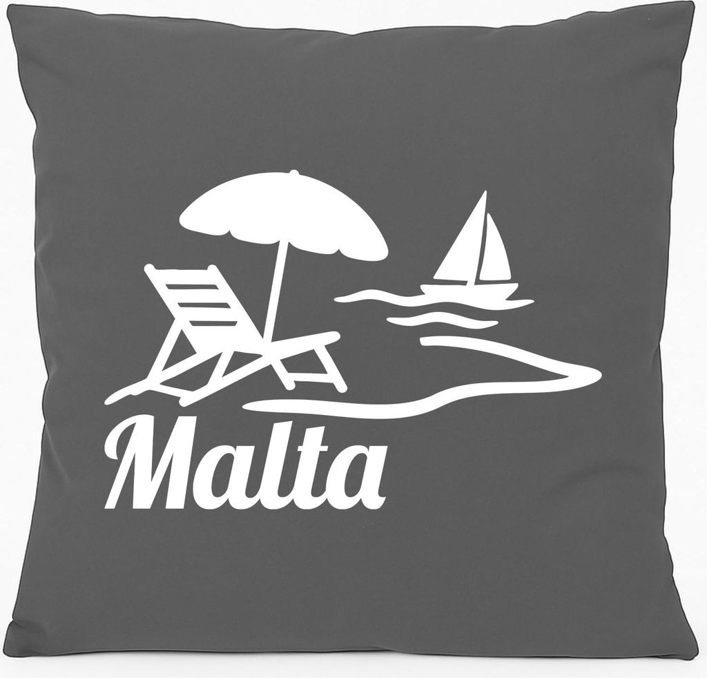 Huuraa Sofakissen Malta Malta Geschenk 40x40cm mit Füllung Steel Grey Baumwolle Malta Mitbringsel