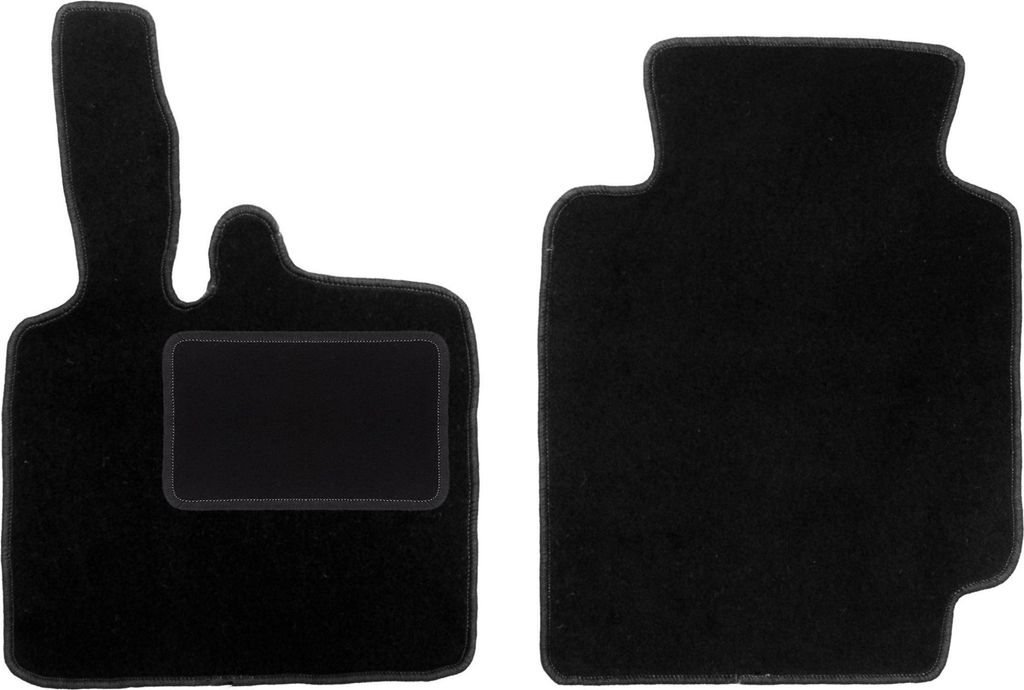 Velours-Fußmatten Vorne passend für Smart ForTwo I (mit einer Papaya, Bj. 1998-2007) – schwarz, passgenau, mit Befestigungen set 2 Stk. - STAN...