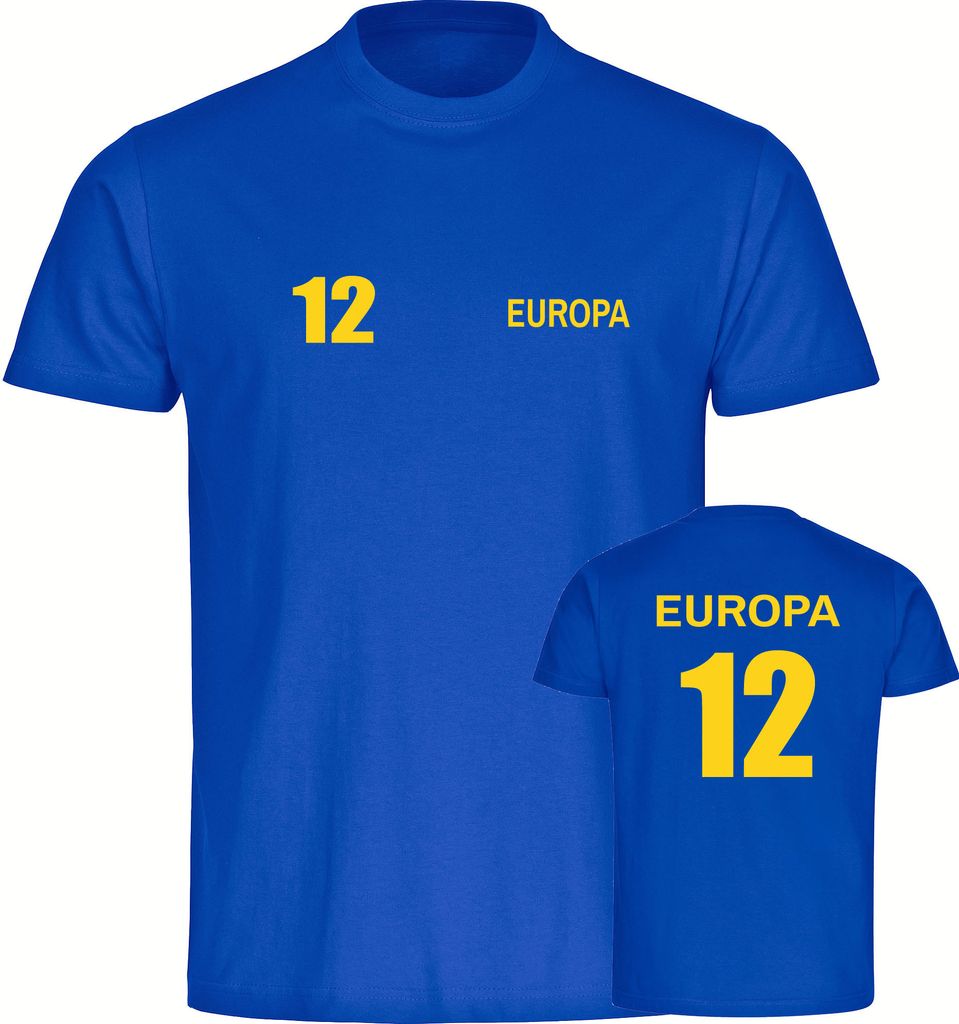 multifanshop Herren T-Shirt - Europa - Trikot Nummer 12, blau, Größe 4XL