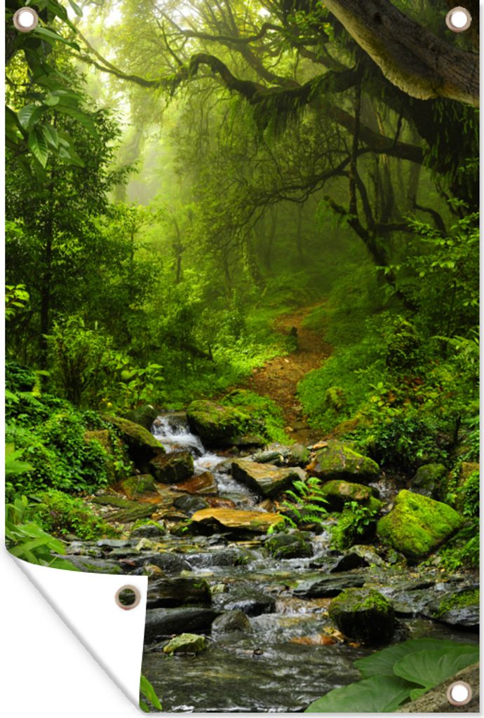 MuchoWow 40x60 cm Outdoor-Poster Gartendeko Sichtschutz Garten Poster für den Garten Natur - Wasser - Dschungel - Wald - Tropisch
